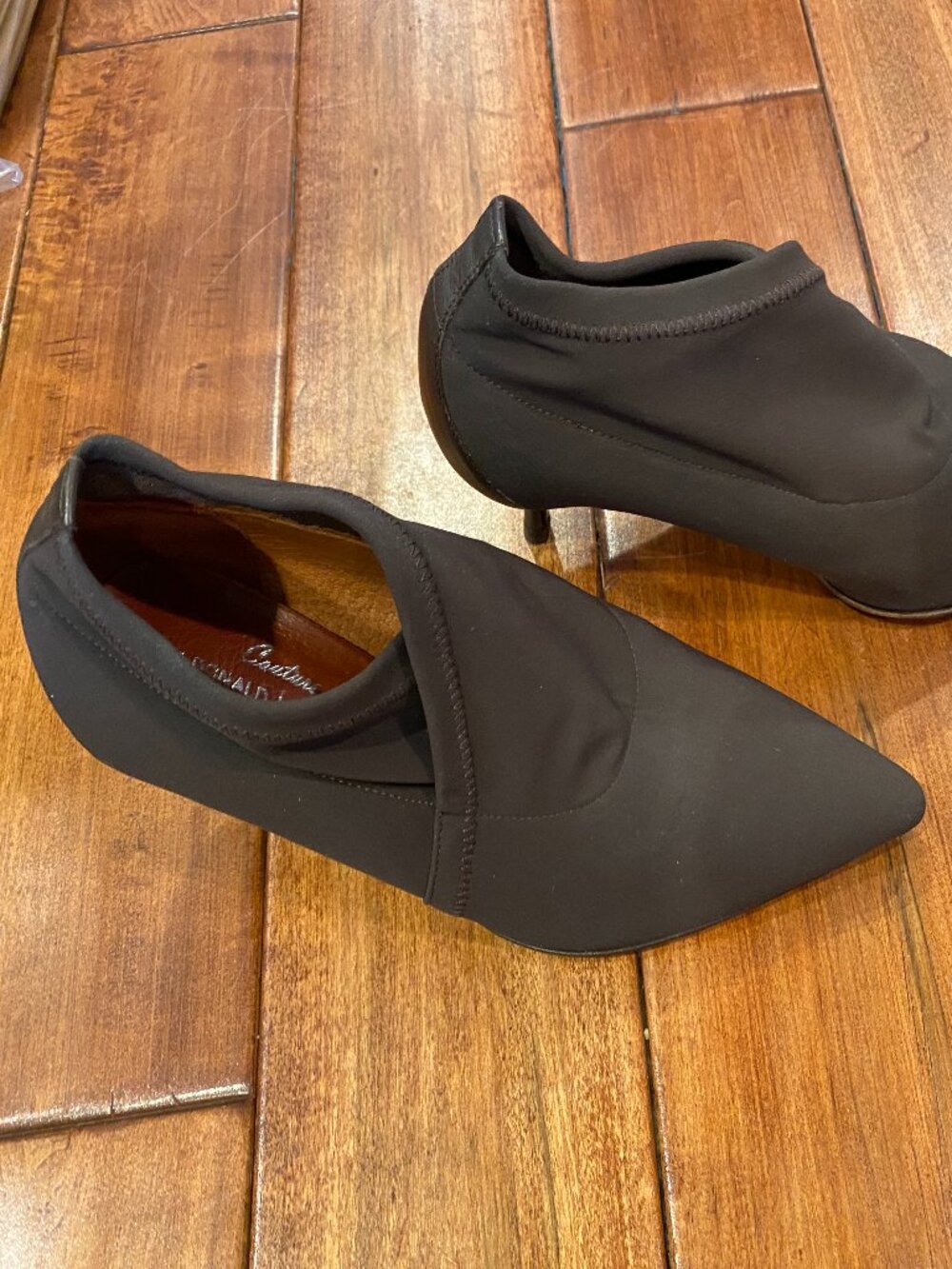 DONALD J PLINER Brown Sock Ankle Bootie Heels Size 7.5